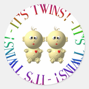Het is tweeling! ronde sticker
