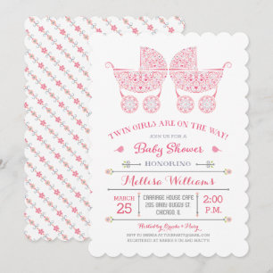 Het is Twin Girls. Twins Baby shower Invitation Kaart