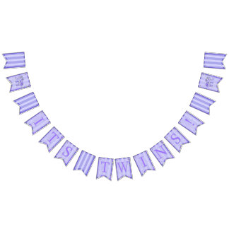 Het is Twins. Baby Elephant Flowers Paars Thema Vlaggetjes