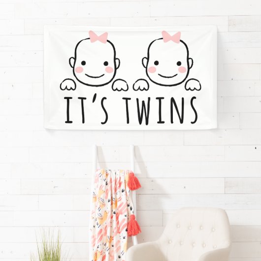 Het is Twins | Baby meisjes met roze kogels Spandoek (Insitu)