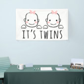 Het is Twins | Baby meisjes met roze kogels Spandoek (Beurs)