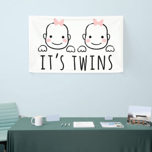 Het is Twins | Baby meisjes met roze kogels Spandoek (Beurs)