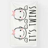 Het is Twins | Baby meisjes met roze kogels Spandoek (Verticaal)