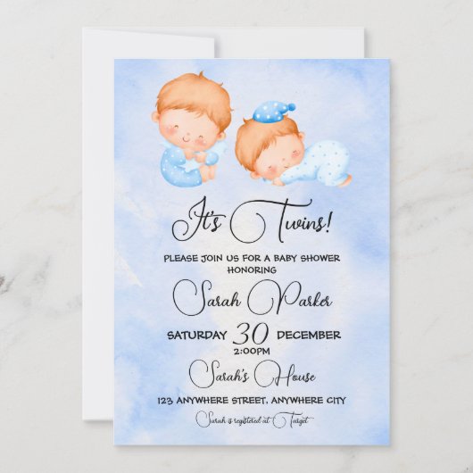 Het is Twins Baby shower Invitation Kaart (Voorkant)