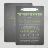 HET IS TWINS!  BABY SHOWER INVITATIONS KAART (Voorkant / Achterkant)