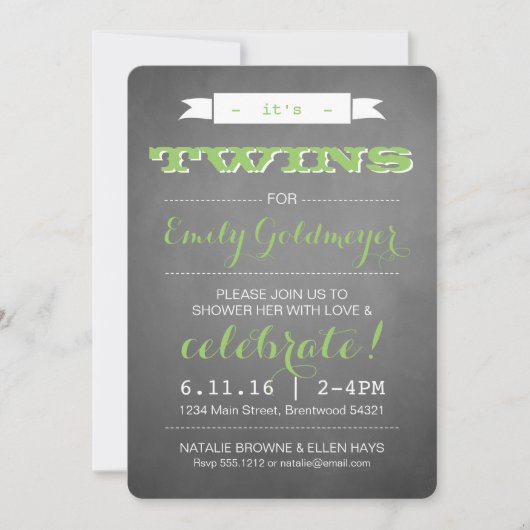 HET IS TWINS!  BABY SHOWER INVITATIONS KAART (Voorkant)