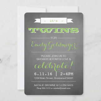 HET IS TWINS!  BABY SHOWER INVITATIONS KAART