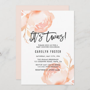 Het is Twins. Girl Baby shower Invitation Kaart
