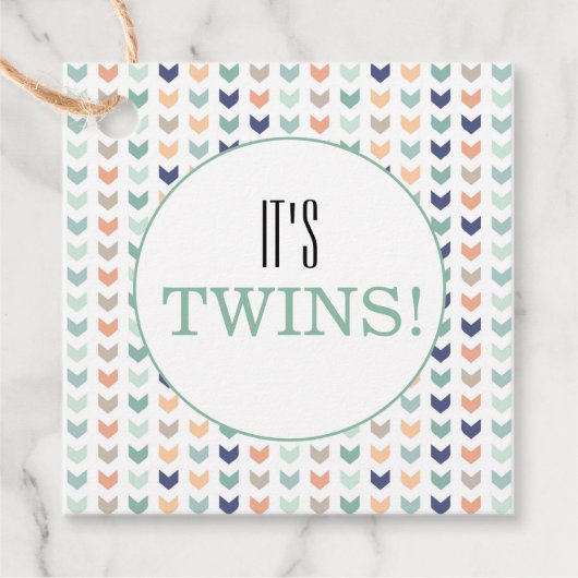 Het is Twins Modern Geometric Twins Baby shower Bedankjes Labels (Voorkant)