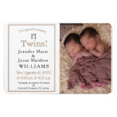 Het is Twins Modern Photo Birth Announcement Magneet (Horizontaal)