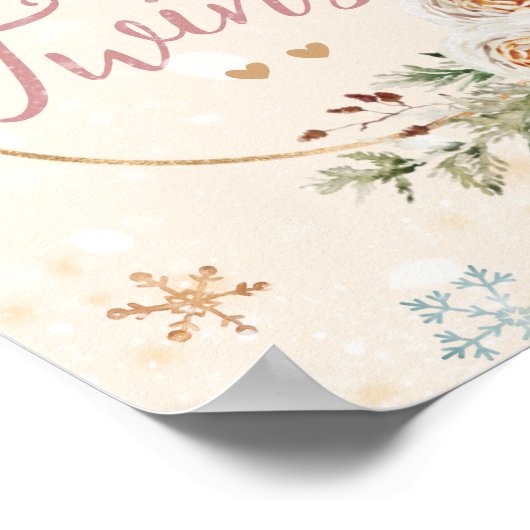 Het is Twins Winter Baby shower Sprinkle Snowflake Poster (Hoek)
