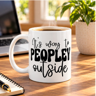 Het is veel te druk buiten Grappige Introvert Koffiemok