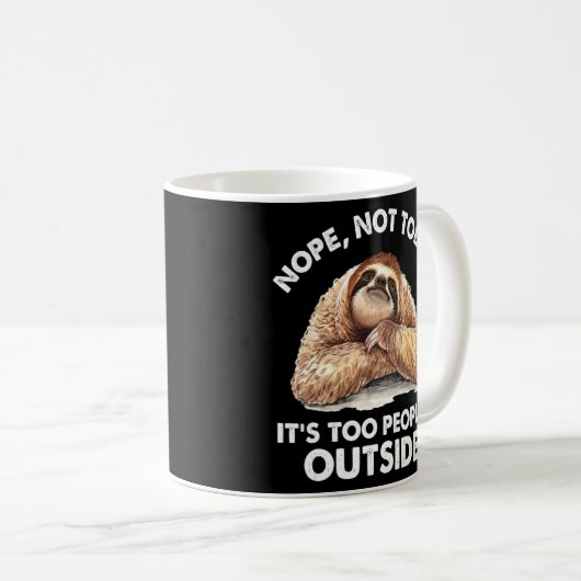 Het is veel te veel mensen buiten Introvert Sloth  Koffiemok (Voorkant rechts)