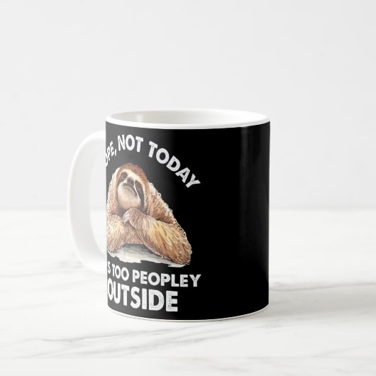 Het is veel te veel mensen buiten Introvert Sloth  Koffiemok (Voorkant links)