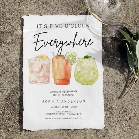 Het is vijf uur overal met pensioen feest kaart