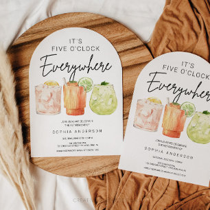 Het is vijf uur overal met pensioen feest kaart