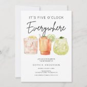 Het is vijf uur overal met pensioen feest kaart (Voorkant)