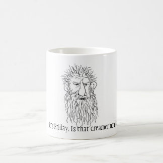 Het is vrijdag. Is dat niet-melkzeeman? Koffiemok