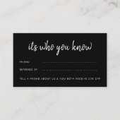 Het is wie u Business Black Reference Kaart kent Afsprakenkaartje (Voorkant)