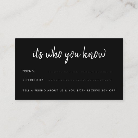 Het is wie u Business Black Reference Kaart kent Afsprakenkaartje (Voorkant)