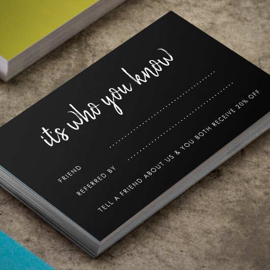 Het is wie u Business Black Reference Kaart kent Afsprakenkaartje