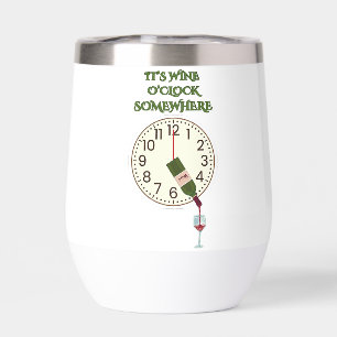 HET IS WIJNTIJD witte grappige wijnklok 325 ml.