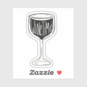 Het is Wijntijd zwarte en witte sticker van wijngl (Vel)
