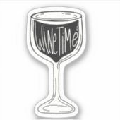 Het is Wijntijd zwarte en witte sticker van wijngl (Voorkant)