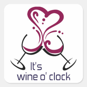 Het is Wine O Clock Vierkante Sticker