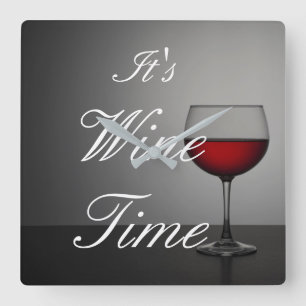 Het is Wine Time Wall Clock Vierkante Klok