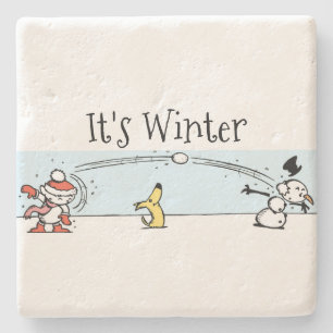 Het is winter stenen onderzetter