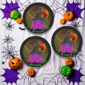Het is Witching Time Halloween Witch Kartonnen Onderzetters