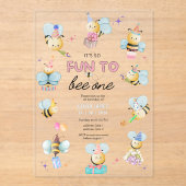 Het is zo leuk om één verjaardag te zijn acryl uitnodigingen (Voorkant)