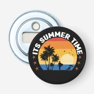 Het is zomertijd Tropisch Sunset-ontwerp Button Flesopener