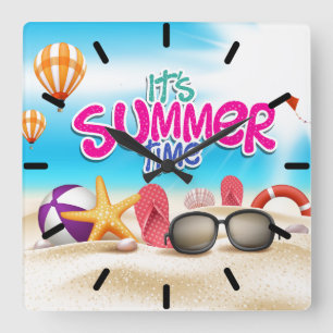 Het is zomertijd vierkante klok