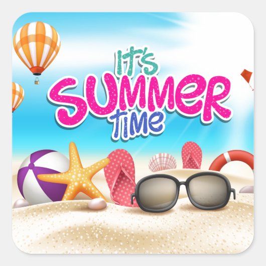 Het is zomertijd vierkante sticker (Voorkant)