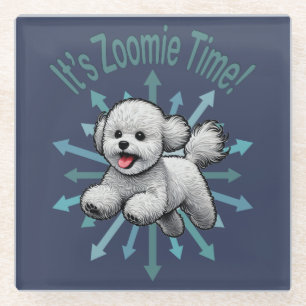 Het is Zoomie Tijd Bichon Frise Glazen Onderzetter