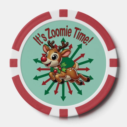 Het is zoomie tijd! kerstrendier poker chips (Voorkant)