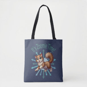 Het is Zoomie Tijd Knuffel Bruine & Witte Kat Draagtas