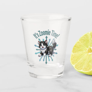 Het is Zoomie Tijd Knuffel Zwart-Witte Kat Shot Glas