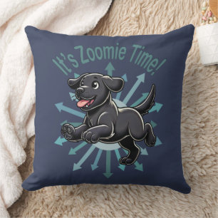 Het is Zoomie Tijd Zwarte Labrador Kussen