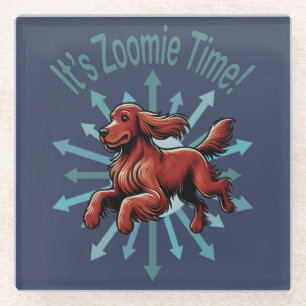 Het is Zoomie Time Ierse Setter Glazen Onderzetter