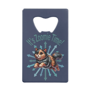 Het is Zoomie Time Tortoise Shell Cat Kredietkaart Flessenopener