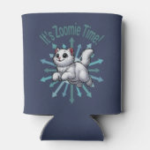 Het is Zoomie Time White Cat Blikjeskoeler (Achterkant)