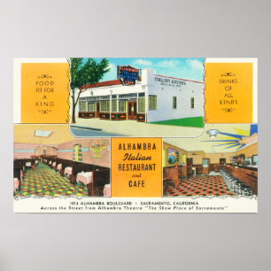 Het Italiaanse restaurant Alhambra & Caf � Poster
