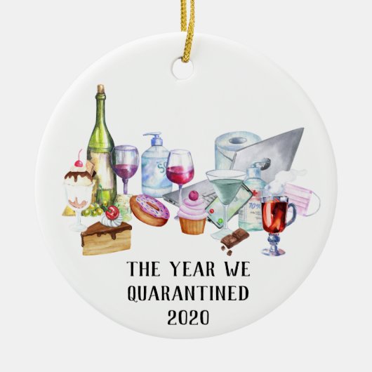 Het jaar dat we 2020 Drink snacks hebben opgestart Keramisch Ornament (Voorkant)