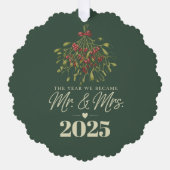 Het jaar dat we Mr & Mrs 2025 gepersonaliseerd wer Ornament Kaart (Voorkant)