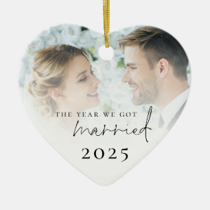 Het jaar dat we trouwden foto overlay keramisch ornament