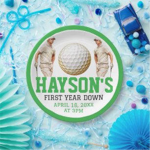 Het jaar erop, golf verder! 1e verjaardag papieren bordje