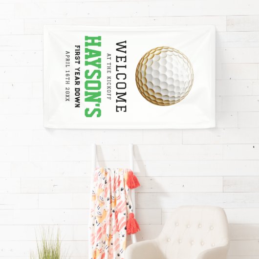 Het jaar erop, golf verder! 1e verjaardag welkom spandoek (Insitu)